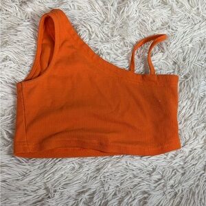 Orange One-Shoulder Crop Top